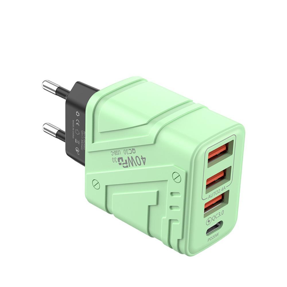 4 Ports 40W Charger Plug EU/US/UK USB C Charger Phone Charger Adapter for iPhone/Xiaomi/Samsung