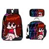 New Friday Night Funkin Backpack Three Piece Set Black Friday Korean Version Student Backpack Ice Pack Pencil Case Dropshipping