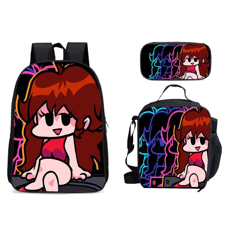 New Friday Night Funkin Backpack Three Piece Set Black Friday Korean Version Student Backpack Ice Pack Pencil Case Dropshipping