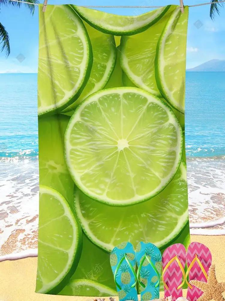 Cartoon-Fruchtmuster Strandtuch, Digitaldruck Dünn Schnelltrocknend Anti-Sand Mikrofaser Leicht für Schwimmen Yoga Reisen Fitnessstudio Geschenk