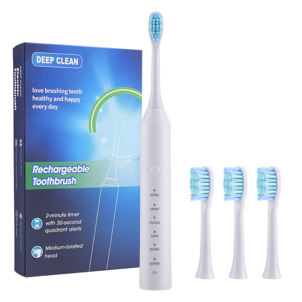 Sonic Electric Toothbrush for Adults Black Smart Timer 6 Modes Deep Clean Toothbrush with 4 Brush Heads Toothbrush Oral Care