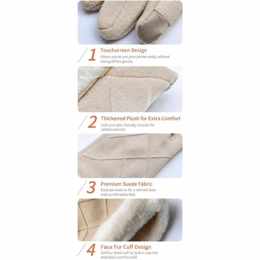Soft Fleece Cuffs Women's Mittens Warm Touchscreen Gloves New Cycling Mittens  Women's