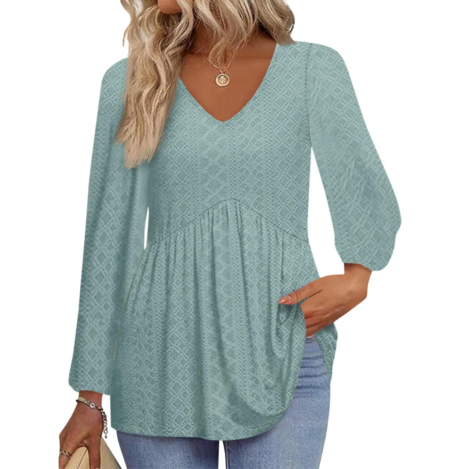 

Женская модная повседневная однотонная футболка-пуловер с длинным рукавом L