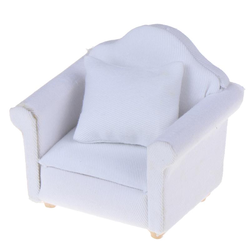 1/12 Dollhouse Miniature White Sofa With Back Cushion Doll House Accessories