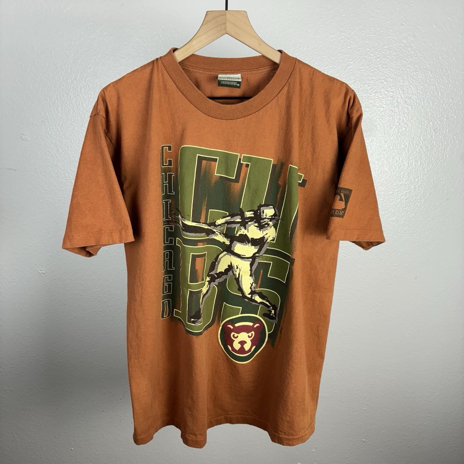 Vintage 90’s Chicago Cubs MLB Anniversary Old Logo Single Stitch T Shirt Size XL Unisex T-Shirt S
