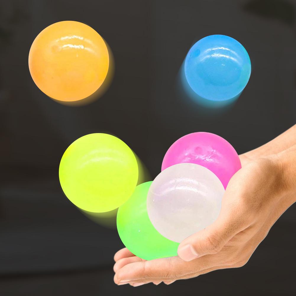 6/12/16PCS Elevated Glowing Stress Balls Stick To The Ceiling Fun Decompression Fidget Toy Lumi Balls Cool Stuff for Kids Adults