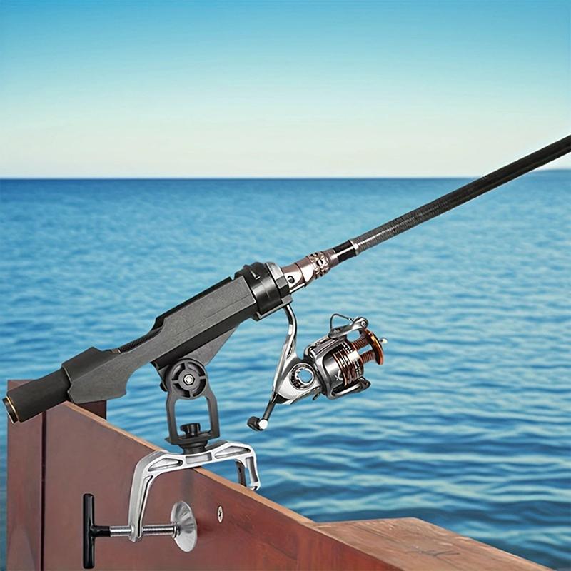 360° Nastavitelný držák rybářského prutu s velkým otvorem svorky, multifunkční držák prutu na loď, montáž na zábradlí pro jachty, kajaky