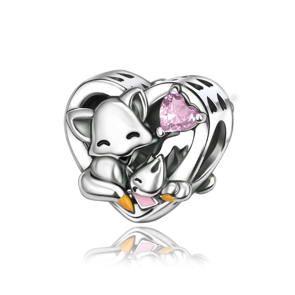 S925 Silver DIY Beaded Heart Jewelry Accessories Family Theme I Love You Bead Craft Making Kit