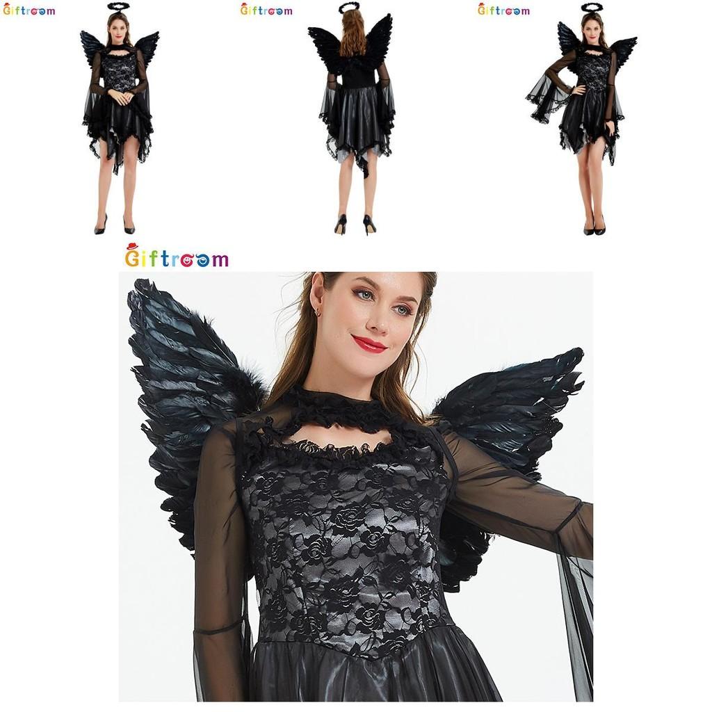 Women's Dark Angel Wings Cosplay Outfit Made With Soft Polyester For Halloween Fun