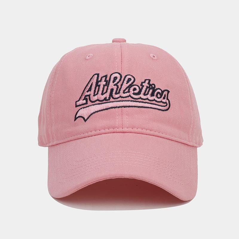 American Retro Letter Embroidered Peaked Cap for Women with Wide Head Circumference and Small Face, Solid Color Soft Top Sunshade Baseball Cap Tide