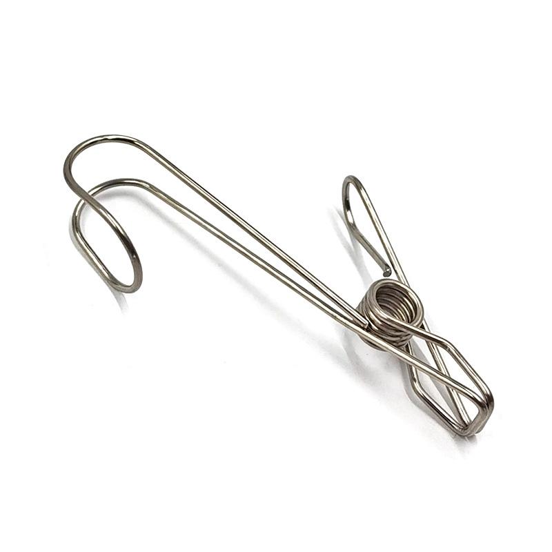 10PCS long tail stainless steel clip hanger with hook clothes drying clip spring clip long hook clip data file storage cable clip