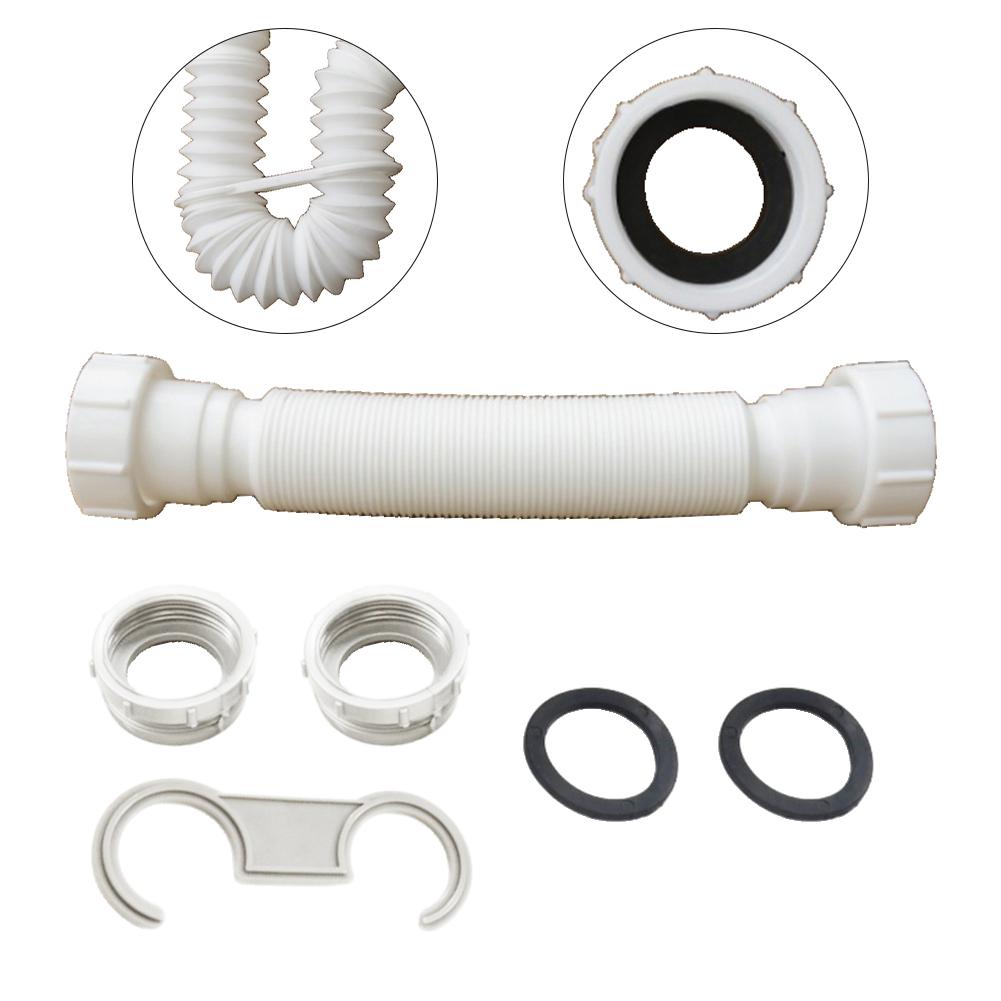 Double-Headed Pipe Sink Drain Pipe Flexible Pipe Connector For 45mm Inlet Diameter Double-Headed Water Pipes Kit Drain Connector
