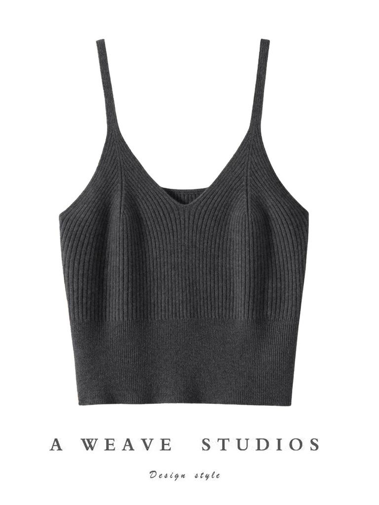 Women's 100% Cashmere V-Neck Knit Camisole – Slim Fit, Fashionable Outerwear in Multiple Colors