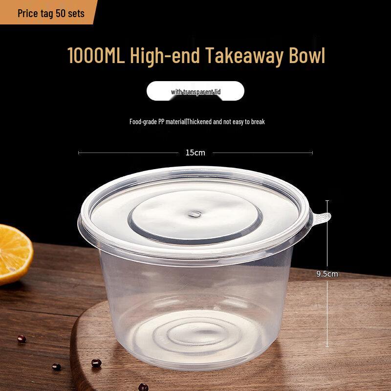 

50 Sets Round Disposable Food Containers with Lids