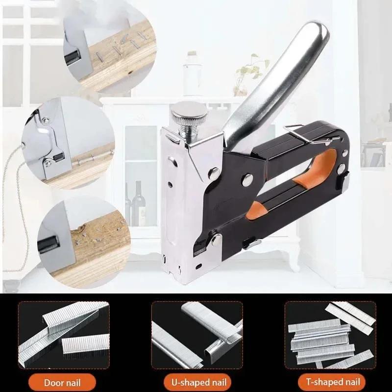 Universal Durable 4-in-1 Manual Nail Gun - Portable T-U-Straight Nail Tool for Door Nailing, Comfortable Handheld 1Pc