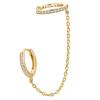 Gold-plated Hoop Earring and Crystal Ear Cuff Connected by a Silver Clasp Chain