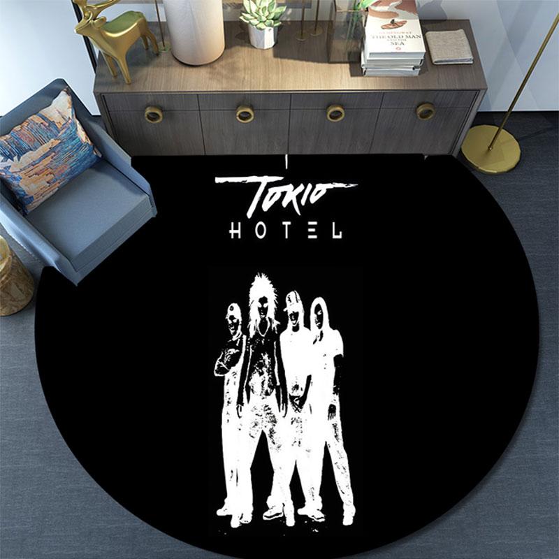 Tokio Hotel pattern round rug,Carpet Rug for Living Room Bedroom Playroom ,Non-slip Floor Mat,Holiday Gifts and Birthday Gifts.