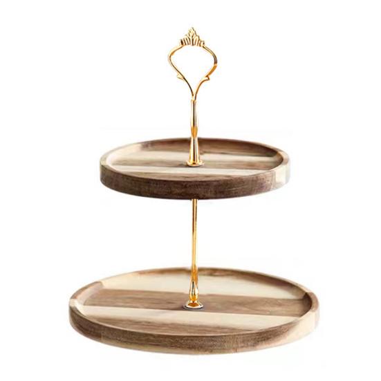 Durable Round Edges Space-saving Wooden Sandwich Bread Cupcake Stand for Wedding Cake Stand