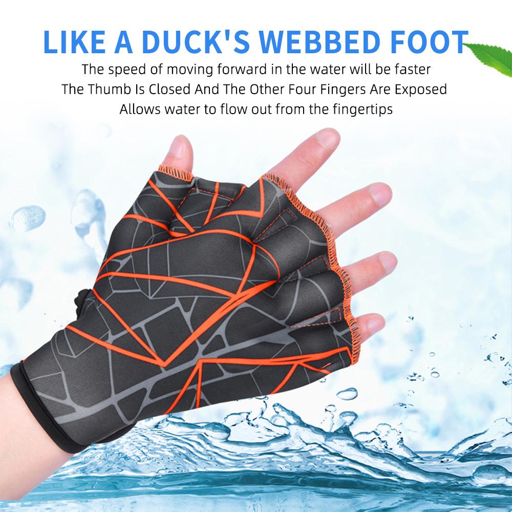 Swim Gloves Non-slip Adjustable Breathable & Quick-drying for Men and Women Print Design for