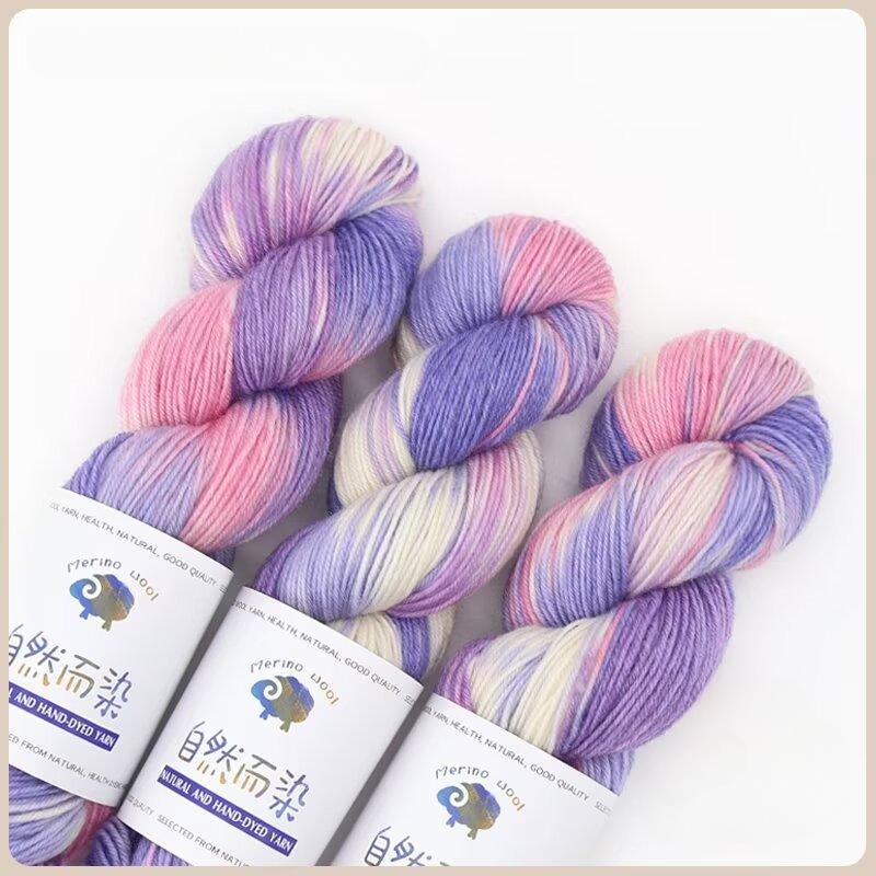 

100 г 270 метров пряжи из окрашенной вручную шерсти для вязания крючком и спицами свитера шарфа градиентного цвета пряжа из хлопчатобумажной шерсти