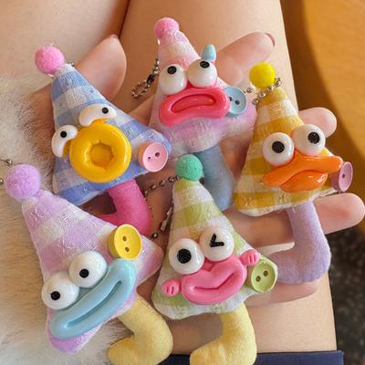 Large Mouth Cartoon Doll Keychain Bag Hanging Decoration Rich Macaron Color Key Holder Soft Fabric Key Ornament