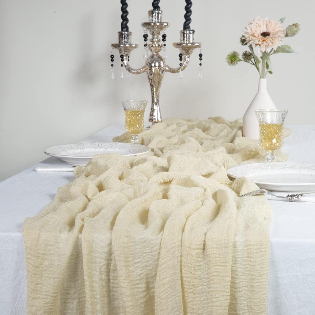 10pcs 36x118inch Sage Green Cheesecloth Table Runner Boho Gauze Wedding Dining Table Decor Reception Bridal Shower Tablecloth