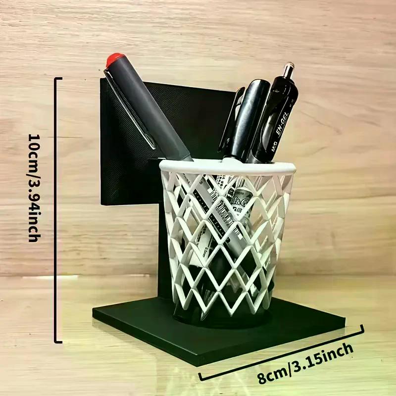 1PC Creative Basketball Hoop Pen Holder Desktop Organizer With Base Space-Saving Decorative Accessory Home, School, Office Decor