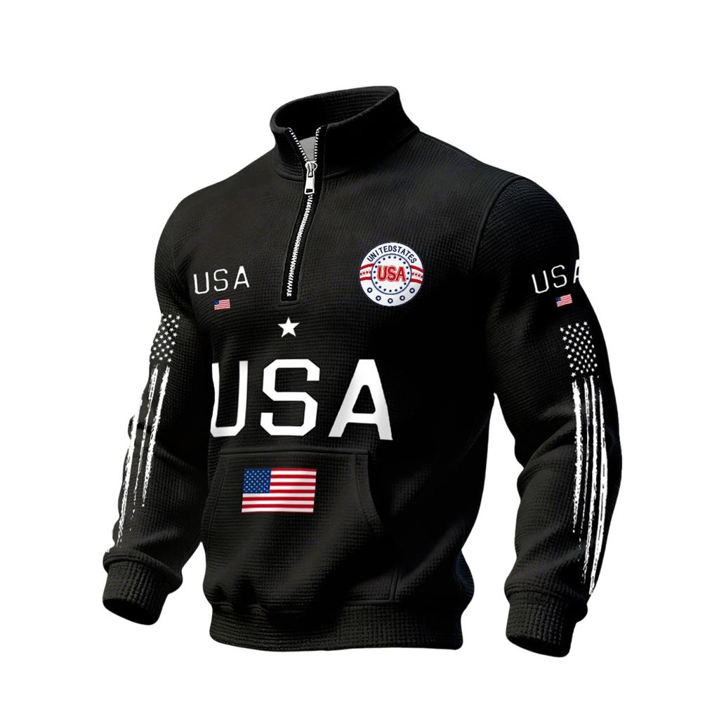USA Anniversary Men's Casual Letter Print Long-Sleeve Sweatshirt