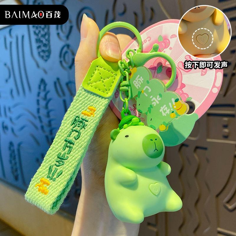 Creative Cartoon Sound Kapibara Keychain Cute Buddhist Capybara Doll Toy Doll Keychain Pendant