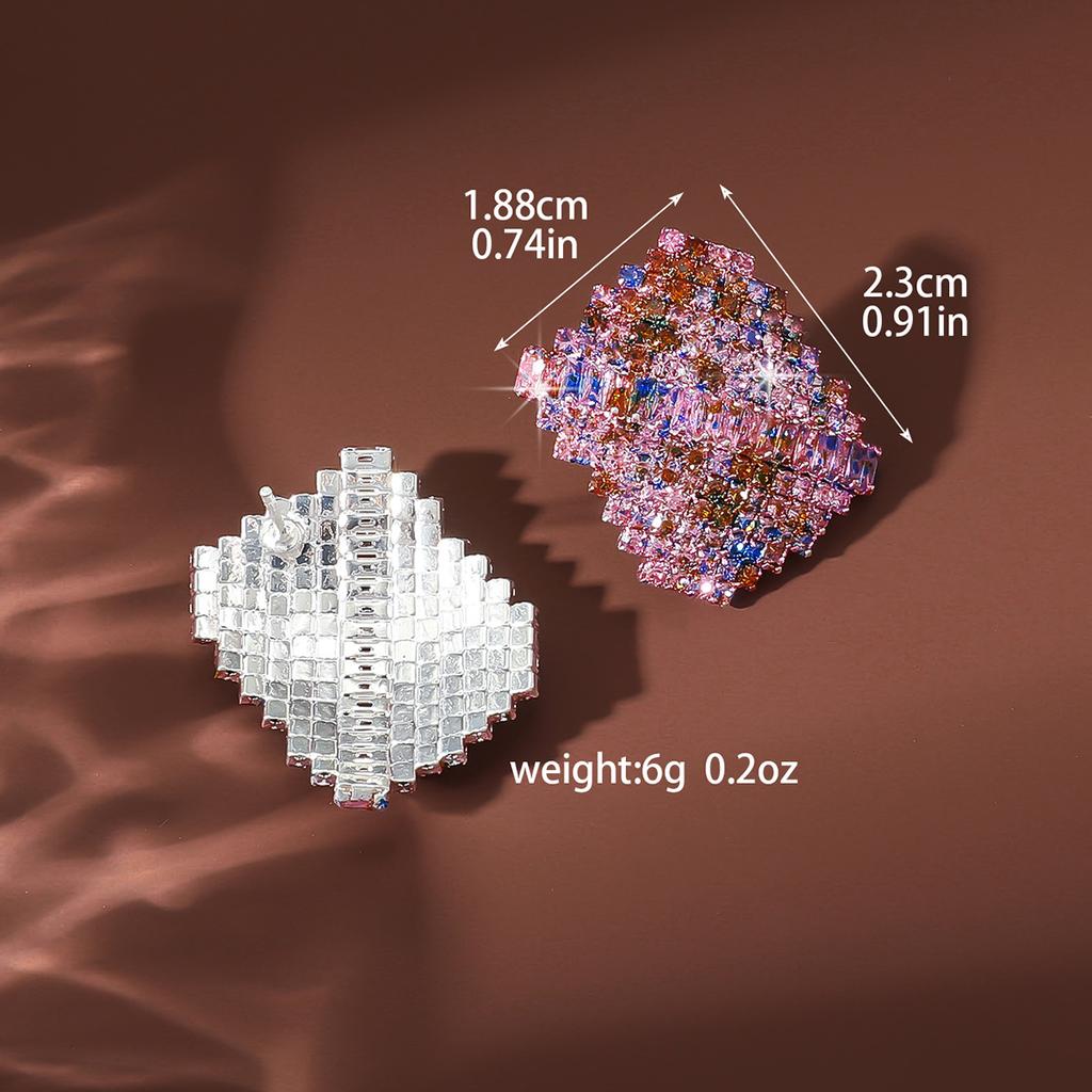 Cross border wholesale fashion temperament, high-end design, colorful diamond earrings, women's ear accessories in stock