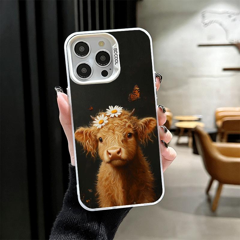 Cute Highland Cow Shockproof Phone Case for iPhone 17 Air 16 16E 15 Pro Max 14 Plus 13 Mini 12 Back Cover Anti Fall Fundas