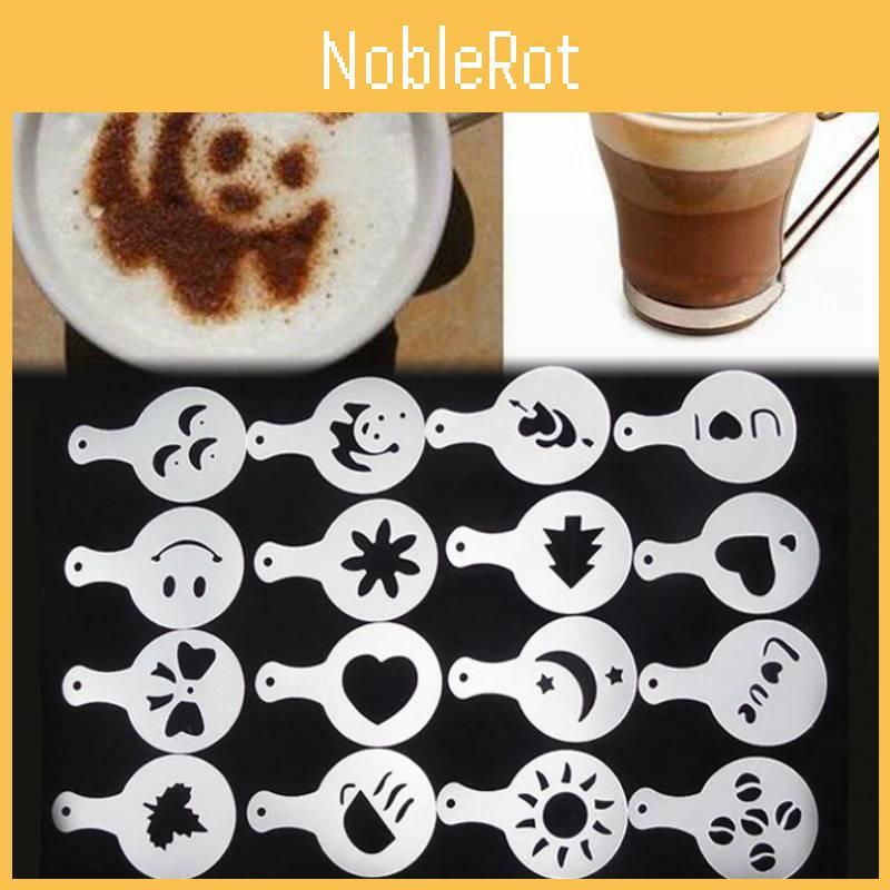 Durable Plastic Coffee Stencil Set 16 Pieces Modern Simple Design For Latte Art