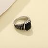 Huajie Retro Viking Knot Black Black Zircon Square Stone Men's Rings Charming Punk Unique Ring  Trendy