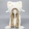 Furry Cartoon Head Cover with Ear for Outdoor Sports Furry Hat Kitten Oversized Headgear Hat for Winter