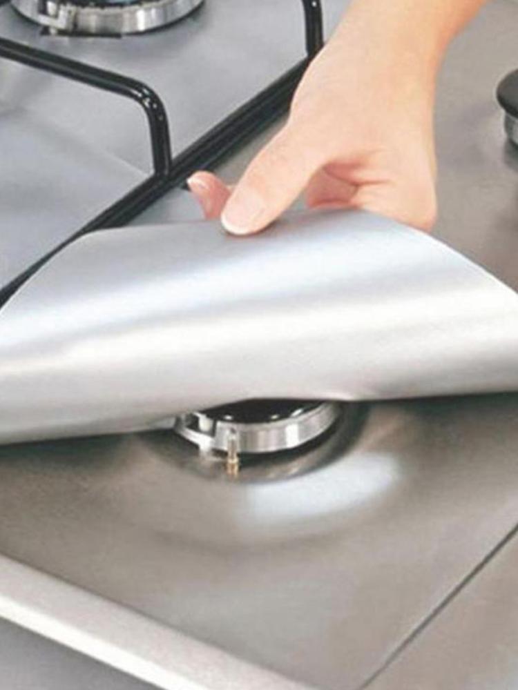 4Pcs Gas Stove Protectors Reusable   Burner Covers Kitchen Mat  Protector Cleaning Pad Liner Cover  Top
