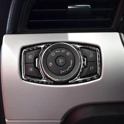 For Ford Mustang Headlight Switch Cover Trim Sticker Car Styling Interior Accessories 3D Carbon Fiber Protector Car Decals