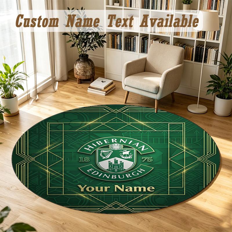 Round Rug Custom NameHibernian FC Pattern Non Slip Carpet Home Floor Decor