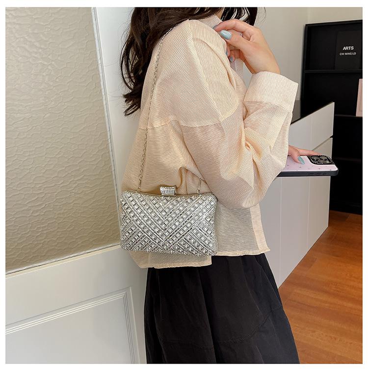 Exquisite Rhinestone Embellished Evening Handbag - Women's 2026 Summer Single Shoulder Chain Crossbody Bag