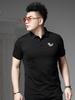 European Station 2025 Summer New Men's Business Casual Lapel T-Shirt Trendy Badge Short Sleeve Polo Shirt for Men