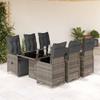 Vidaxl 7-Cz. Bistro Furniture Set with Cushions, Grey, Poly Rattan