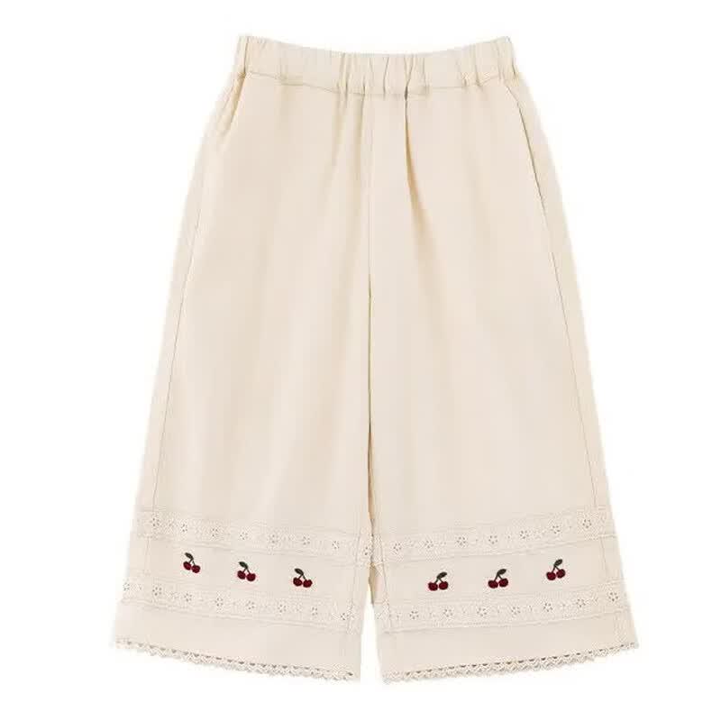 YOYO Girls' Summer French Pastoral Sleeveless Lace Doll Top & Cropped Pants Set
