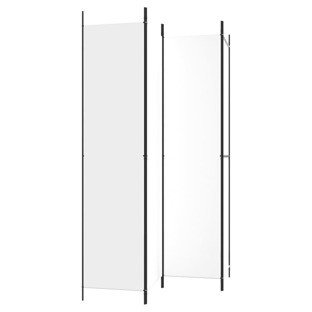 4 Piece White Folding Screen 200 x 220 cm Fabric
