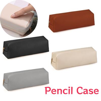 Large Capacity Pen Bag PU Leather Makeup Pencil Case Stationery Holder Storage Box Zipper Pencil Pouch Student School Supplies