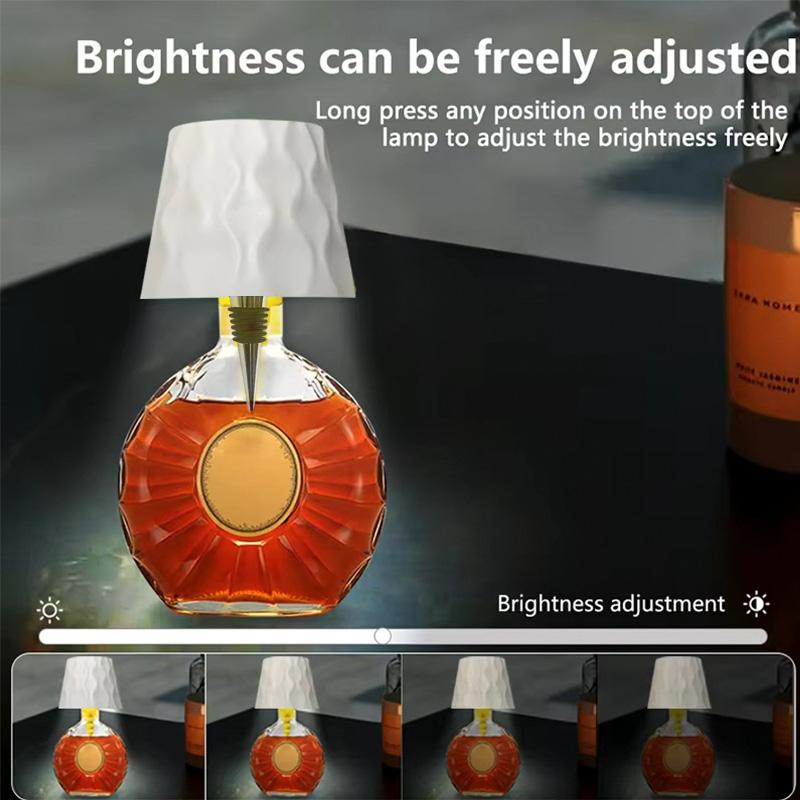 Wireless Bottle Led Table Lamp Touch Control of 3 Colors Stepless Dimming Night Lamp Suitable Bar Deco Rechargeable Desk Lights