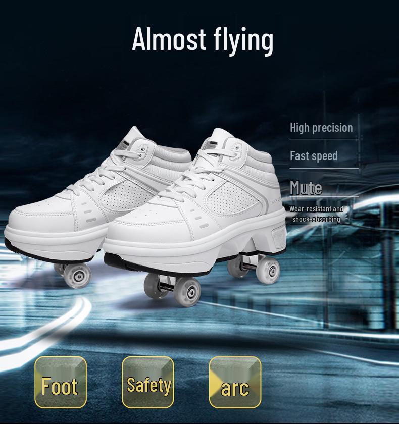 Roller Shoes with Wheels: Parent-Child Transformable Skating Shoes for Men, Women, and Children with Inline Skating and Night Glow Features.