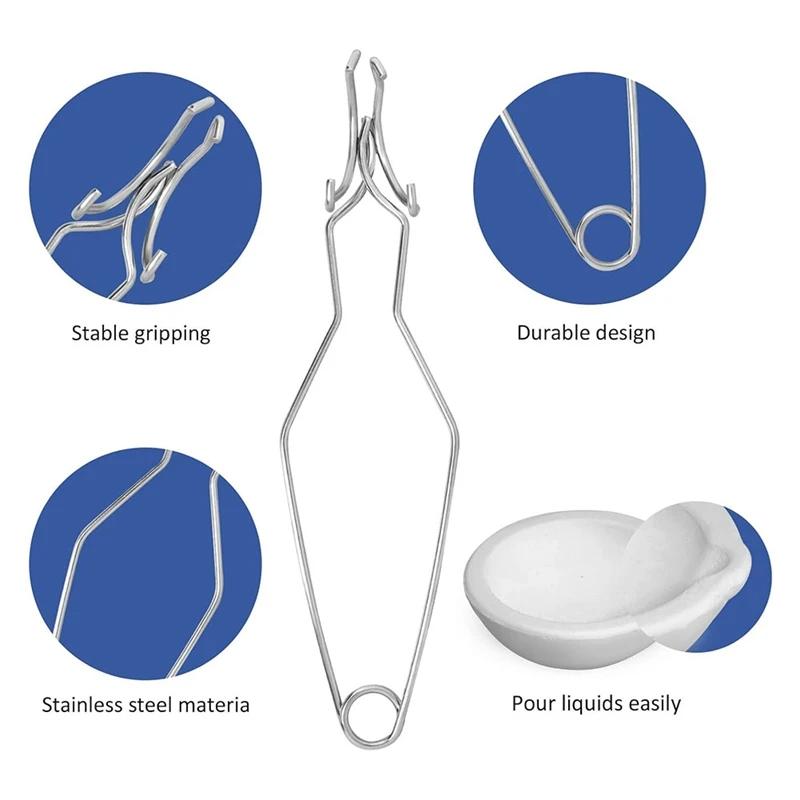 High-Temp Quartz Crucible Clip and Melting Bowl Set for Gold Silver Melting Jewelry Casting Metal Refining Furnace Tools