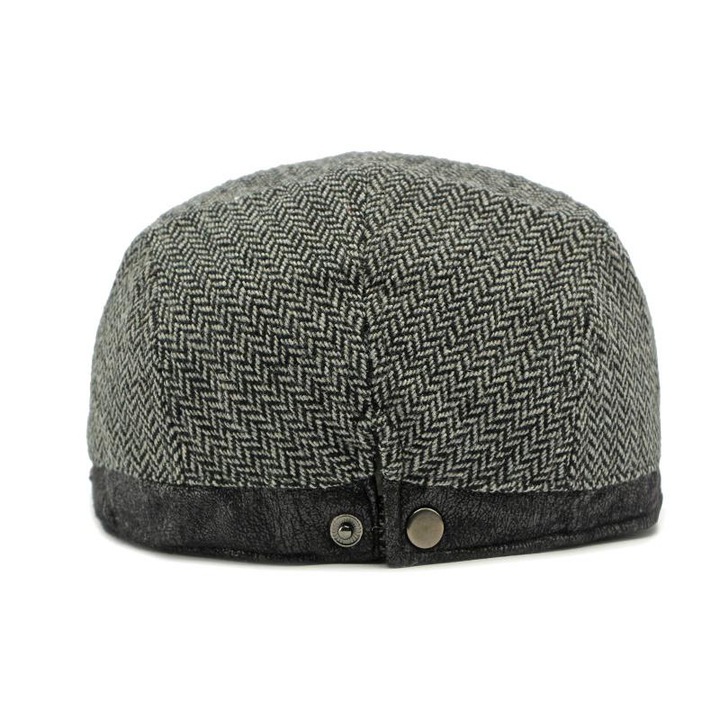 Autumn Winter Warm Hat Men's Beret British Retro Wool Forward Cap Peaked Cap