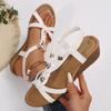 Fashion Bohemian Style Braided Wedge Sandals Women 2025 Summer Fashion Gold Roman Sandals Woman Plus Size Comfort Non Slip Beach Shoes