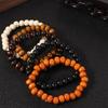 5 pçs/conjunto Pulseira Punk de Madeira com Contas Novo Design Bracelete Masculino Pulseira Clássica de Madeira Natural Joias