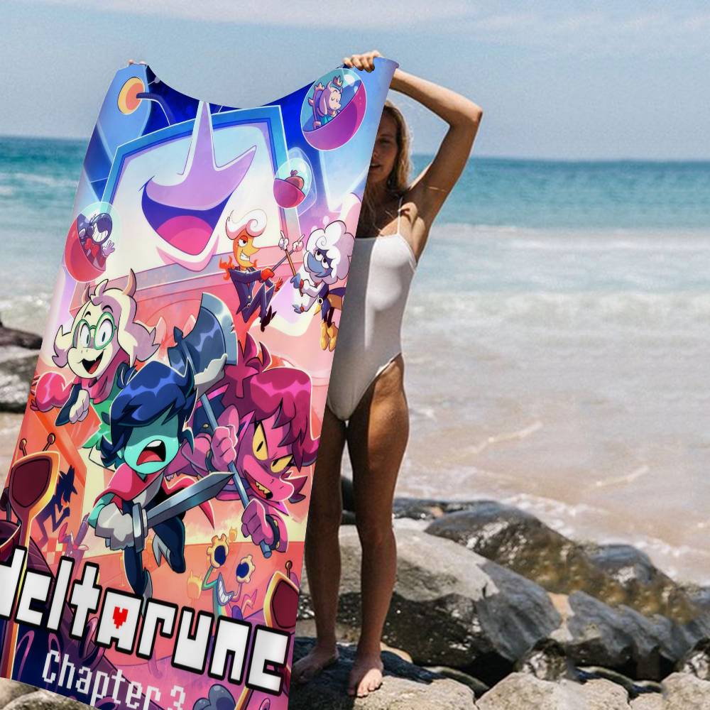 Game Deltarunes Anime Beach Swimming Towel Soft Absorbent Washcloth Children's Gifts for Kids Travel Camping Gym